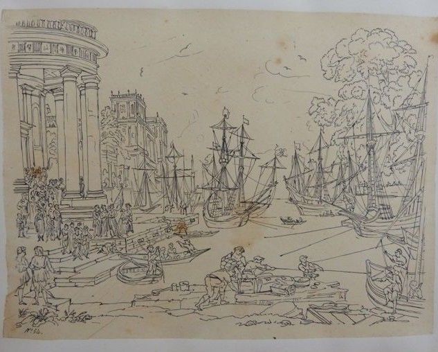 633x508 sixty century original ink and pencil drawings titled - 18th Century Drawings