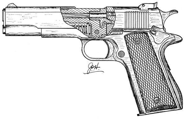 600x385 Pistol Drawings Images Pictures - 1911 Drawing