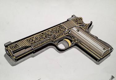375x260 Pistol Drawing - 1911 Drawing