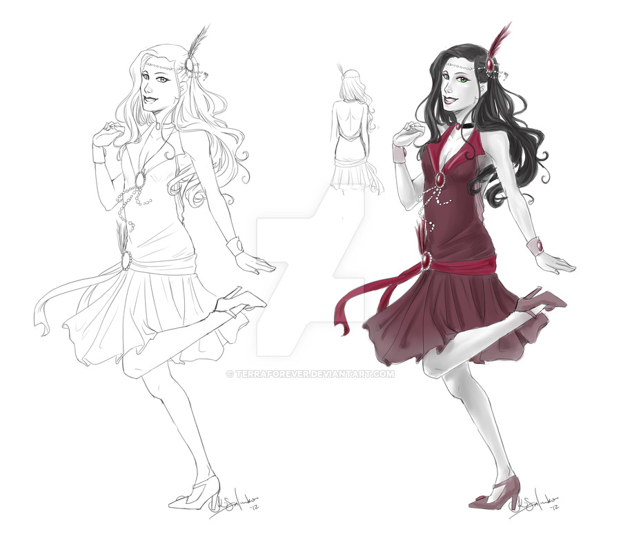 900x785 asami - 1920s Flapper Drawing