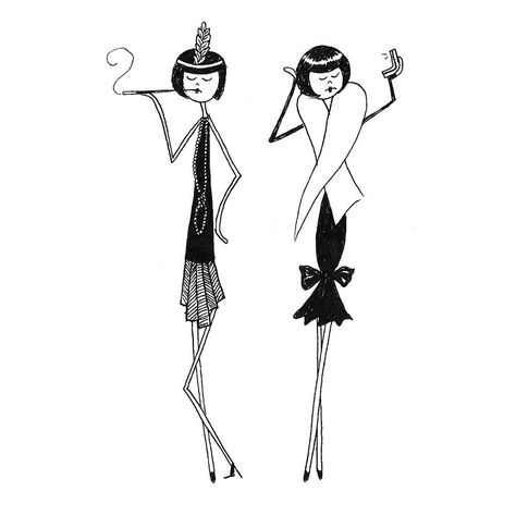 474x474 hotsy totsy flappers art print jazz age girls - 1920s Flapper Drawing