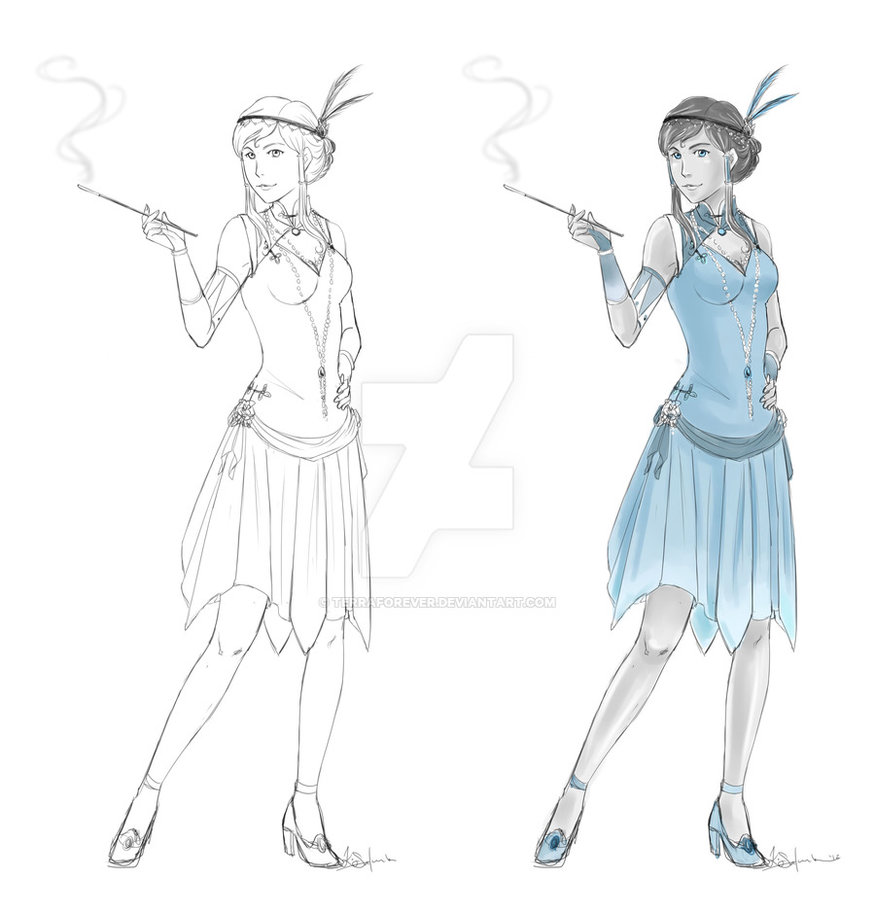 875x913 korra - 1920s Flapper Drawing