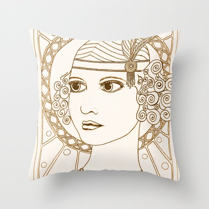 700x700 vintage flapper girl throw pillow - 1920s Flapper Drawing