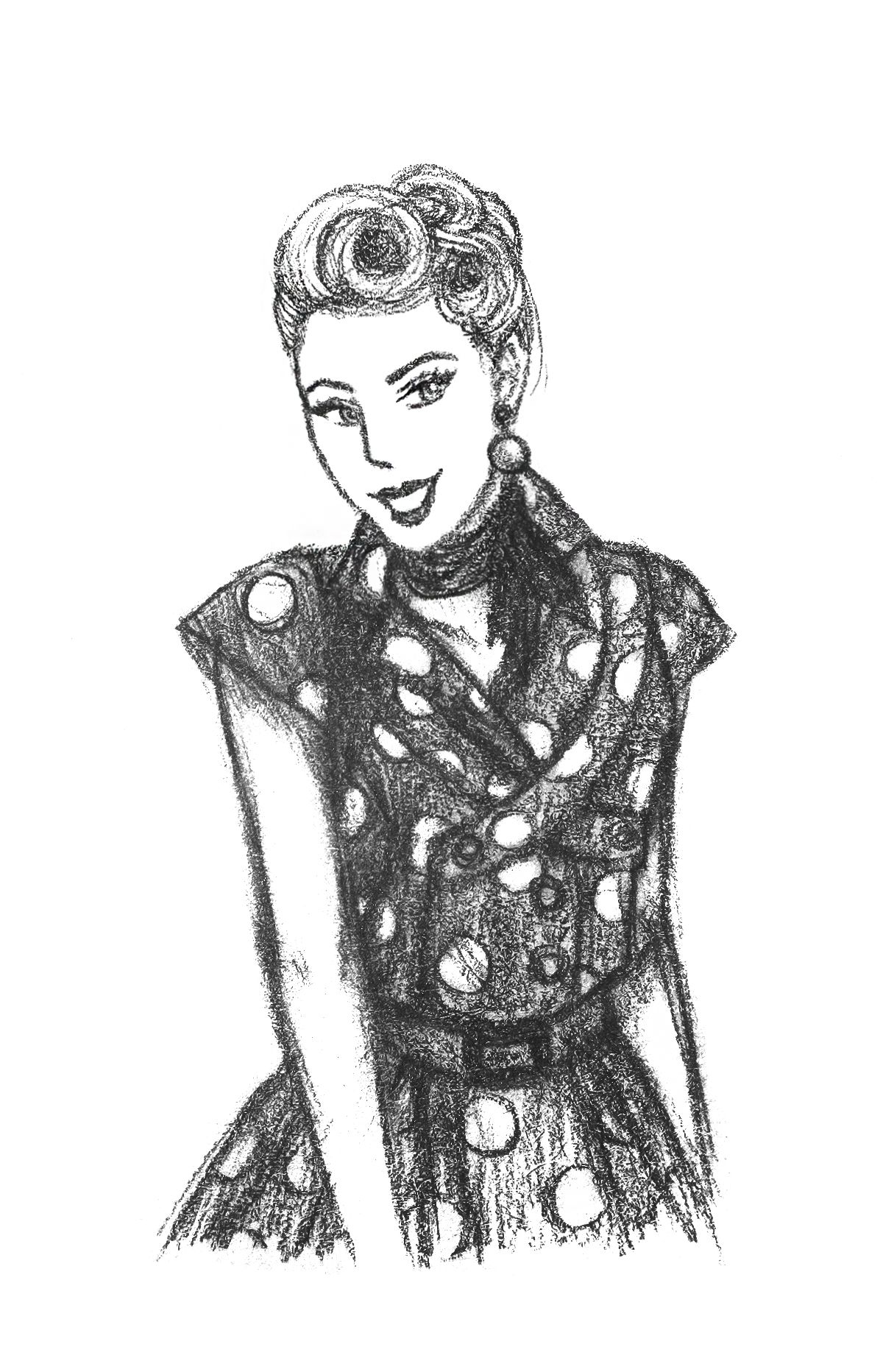 1200x1864 Woman - 1950s Woman Drawing