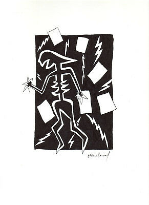 291x400 Original Art Signed Ink Drawing B W Portrait Of Woman - 1950s Woman Drawing