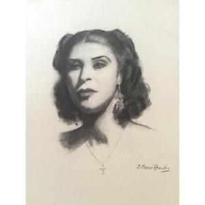 300x300 Original Portrait Drawing Woman - 1950s Woman Drawing