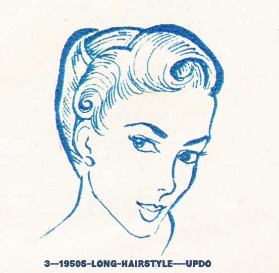 553x540 hairstyles chart for your hair length glamour daze - 1950s Woman Drawing