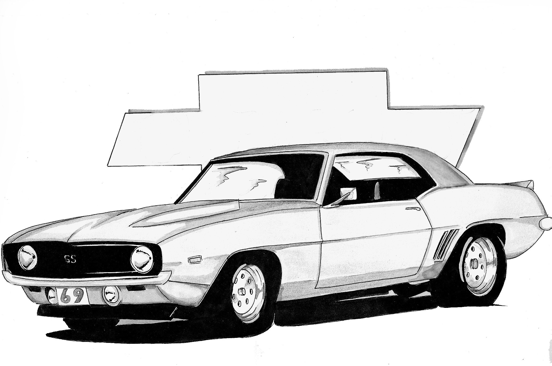 1969 Chevy Camaro Drawing : Camaro 1969 Ss Drawing | Bodaqwasuaq