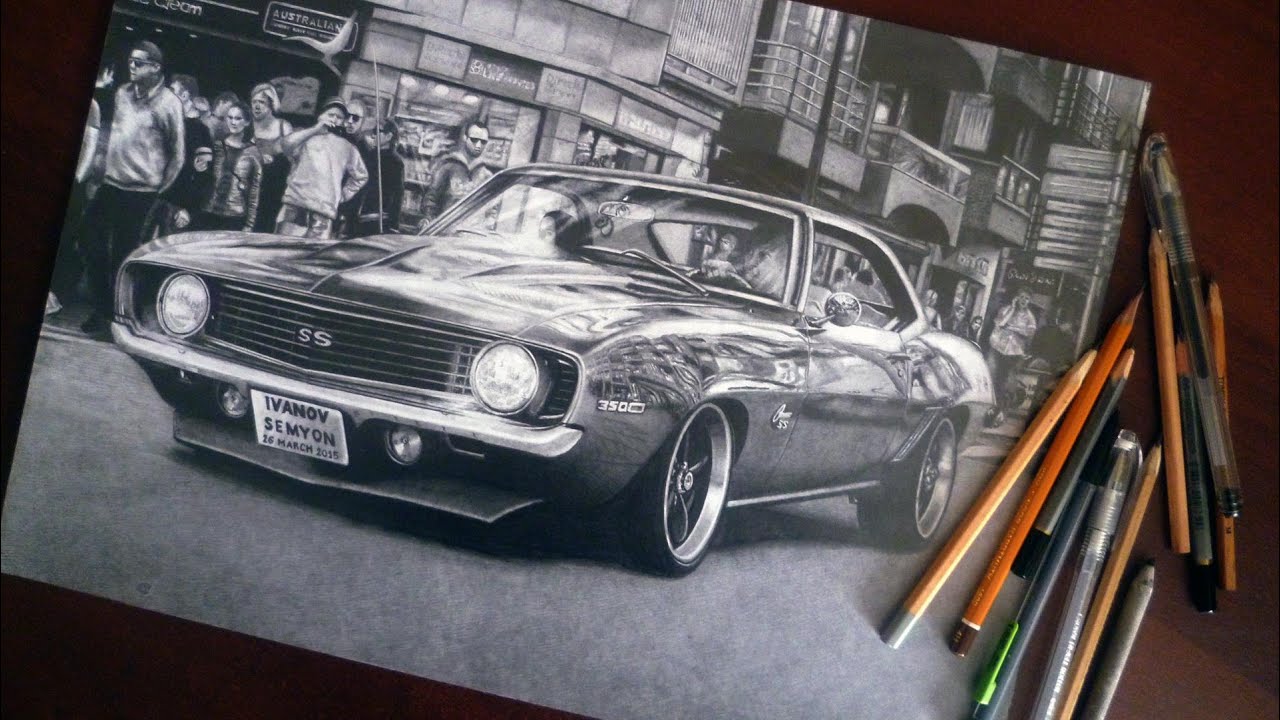 1280x720 kak narisovat shevrole kamaro - 1969 Camaro Drawing