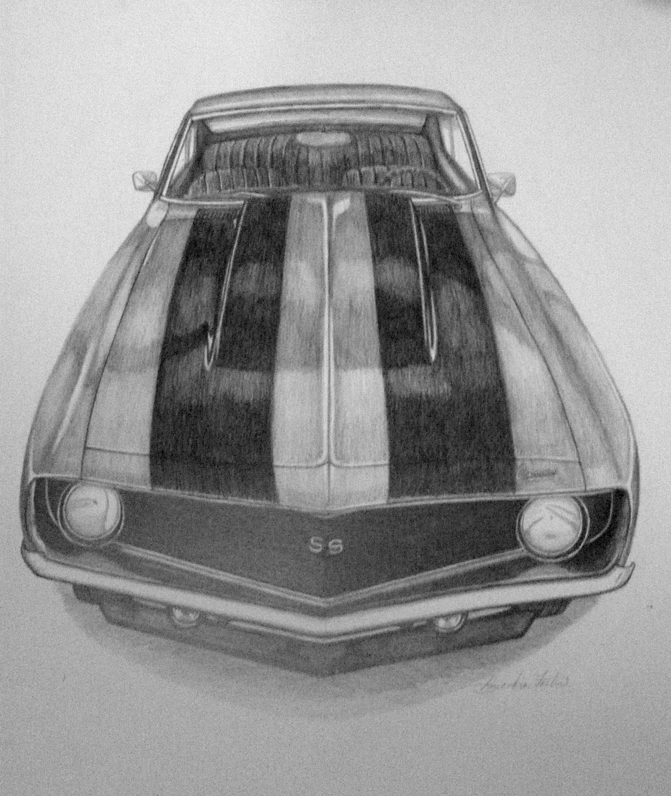 2208x2617 original pencil drawing of a camaro ss for sale! done - 1969 Camaro Drawing