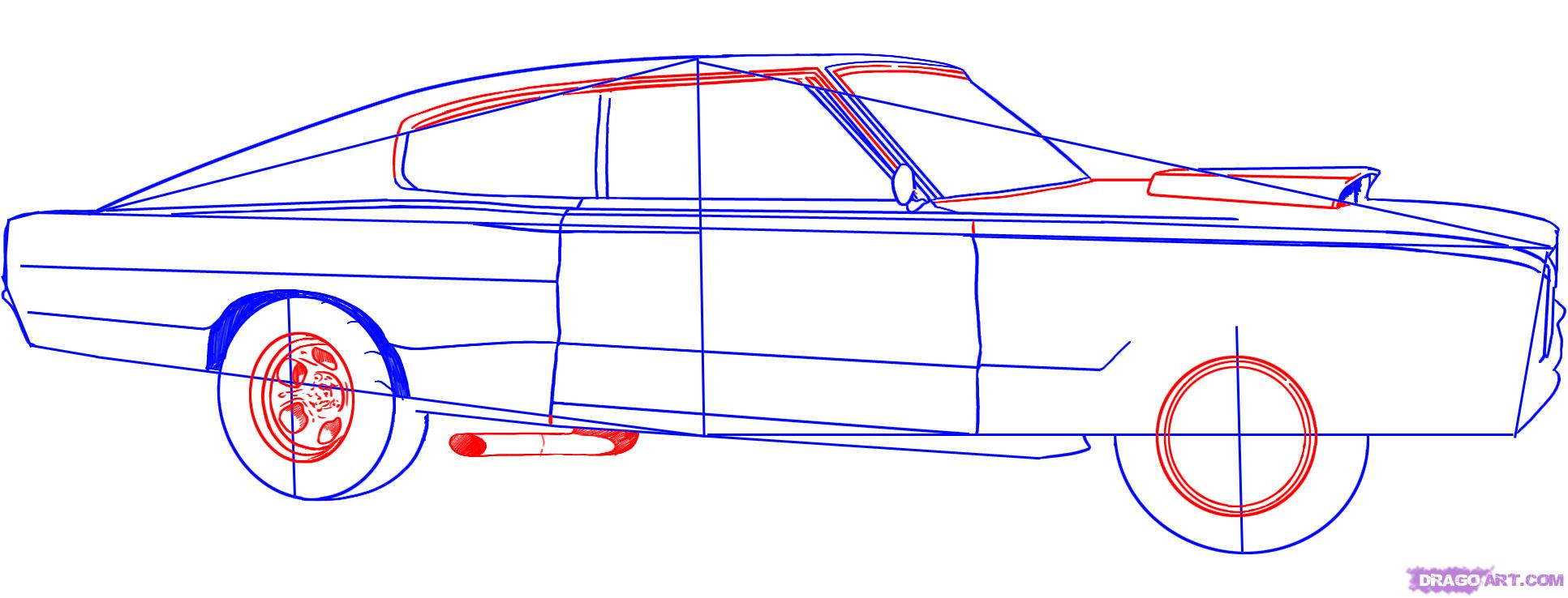 1933x738 step how to draw a dodge charger car - 1969 Dodge Charger Drawing
