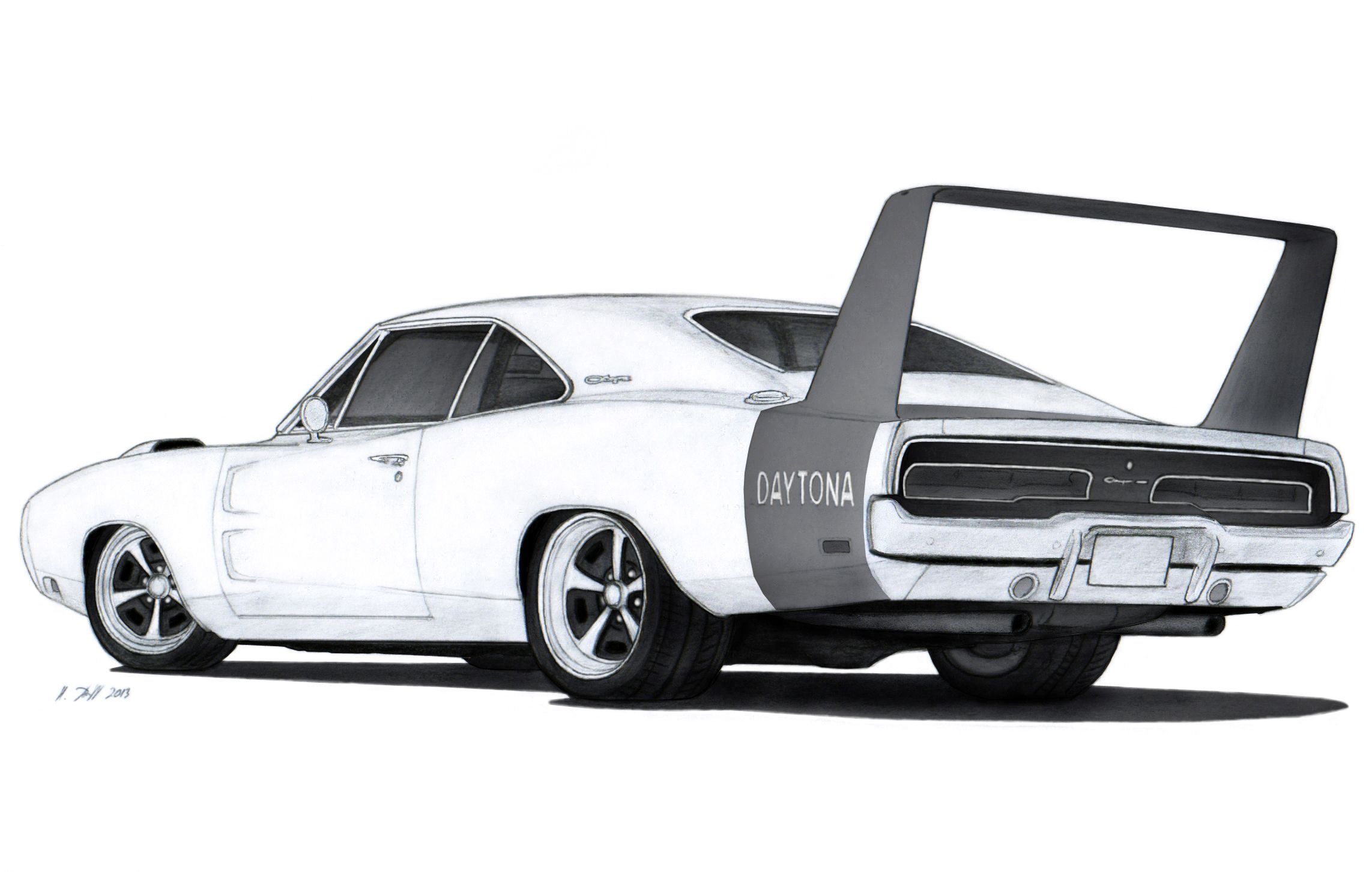2285x1452 dodge charger daytona drawing - 1969 Dodge Charger Drawing