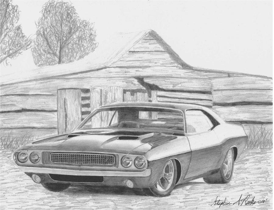 900x690 dodge challenger classic car art print mixed media - 1970 Dodge Challenger Drawing