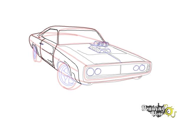 600x400 how to draw a dodge charger from the fast and the furious - 1970 Dodge Challenger Drawing