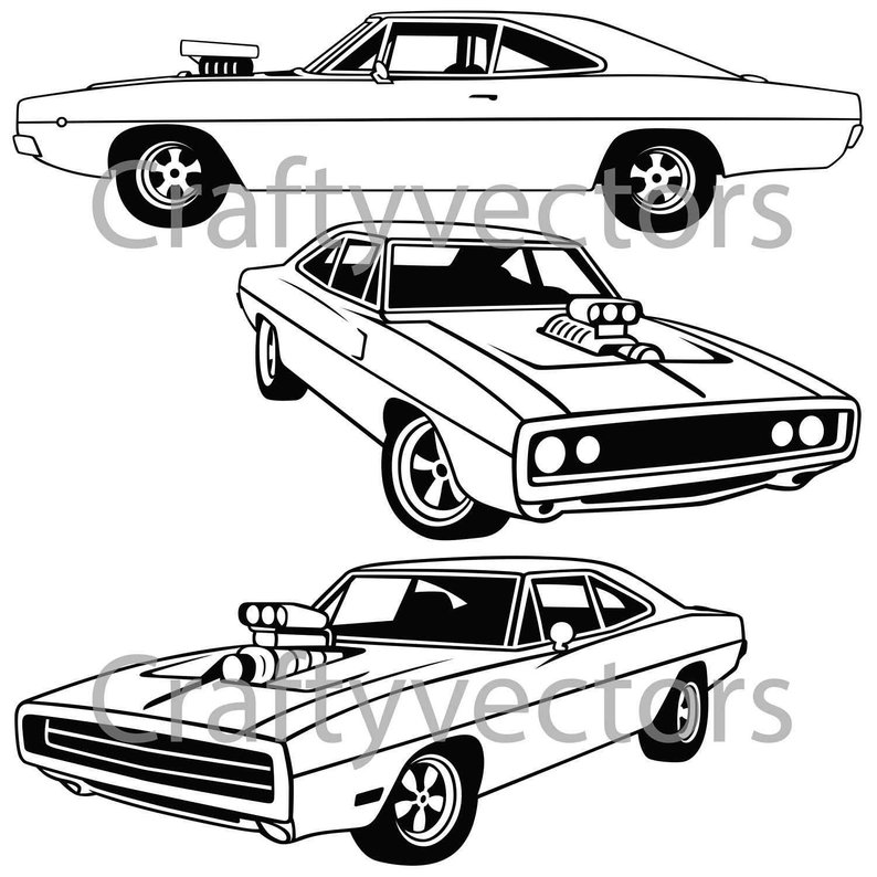 794x794 dodge charger vector etsy - 1970 Dodge Charger Drawing