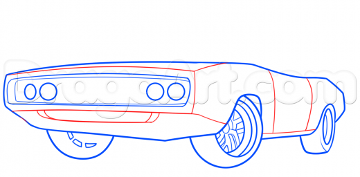 520x256 step how to draw the fast and furious, dodge charger - 1970 Dodge Charger Drawing