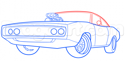 520x256 step how to draw the fast and furious, dodge charger - 1970 Dodge Charger Drawing