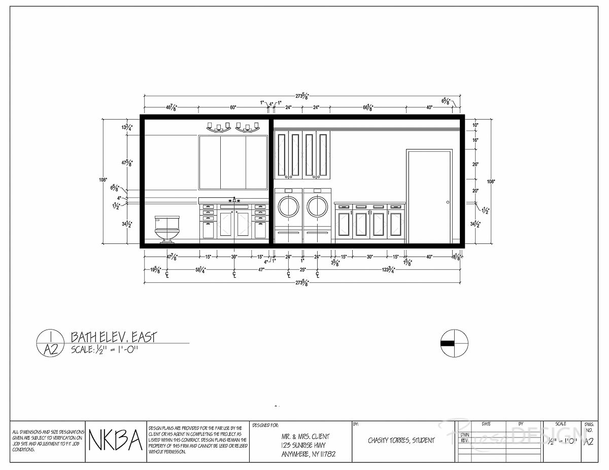 1200x927 Bath Laundry Elevation - 2 Dimensional Drawing