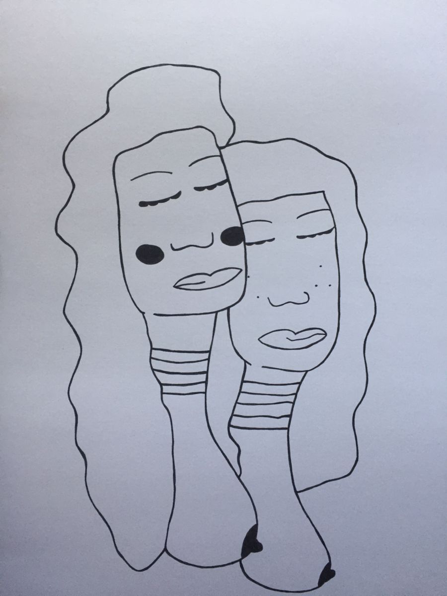 900x1200 Mahori Girls Drawing - 2 Girls Drawing