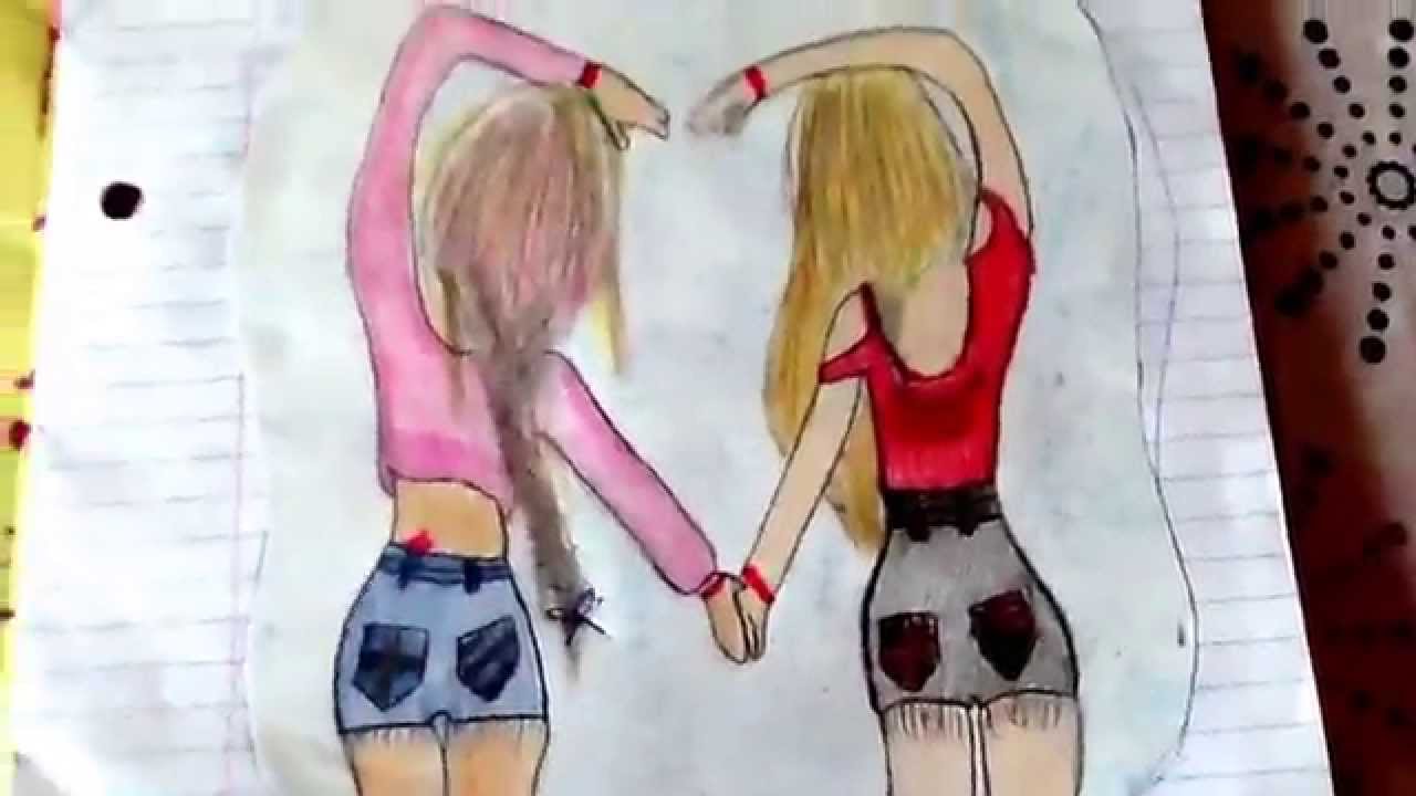 1280x720 Best Friend Drawing - 2 Girls Drawing