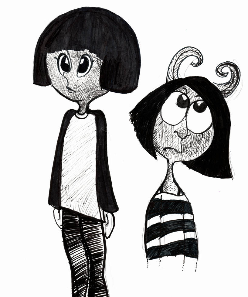 817x978 Pen Drawing Of Girls - 2 Girls Drawing