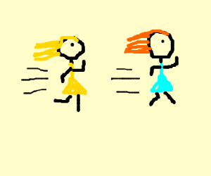 300x250 Really Simple Draw Of Girls Running Drawing - 2 Girls Drawing