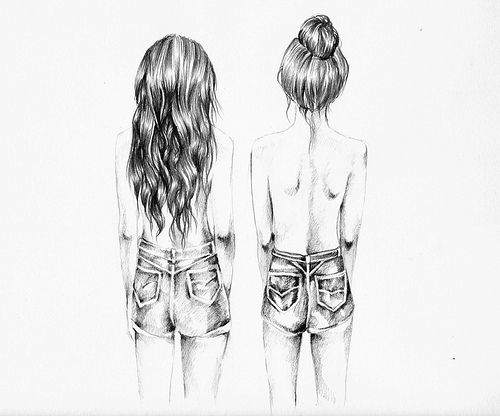 500x416 Thats Cute I Will Try To Make It, Just With Cowgirlboots - 2 Girls Drawing