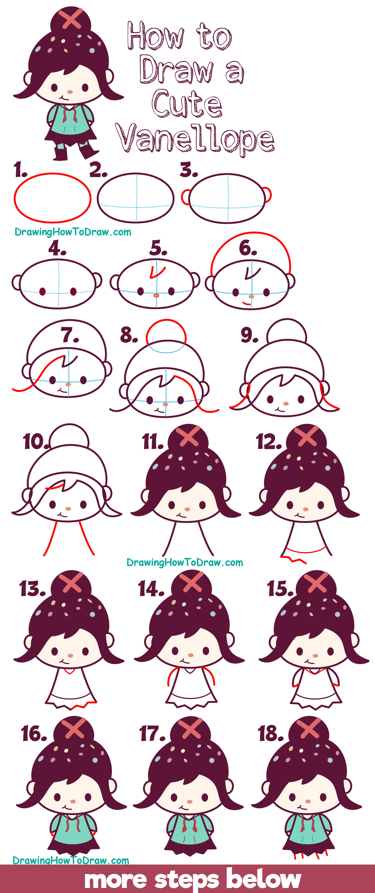 1424x3388 how to draw cute kawaii chibi vanellope - 2 Kids Drawing