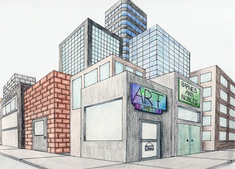 800x577 Point Perspective Cityscape Grade Perspective - 2 Perspective Drawing