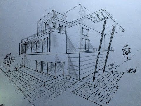 480x360 Architecture Modern House Design - 2 Perspective Drawing