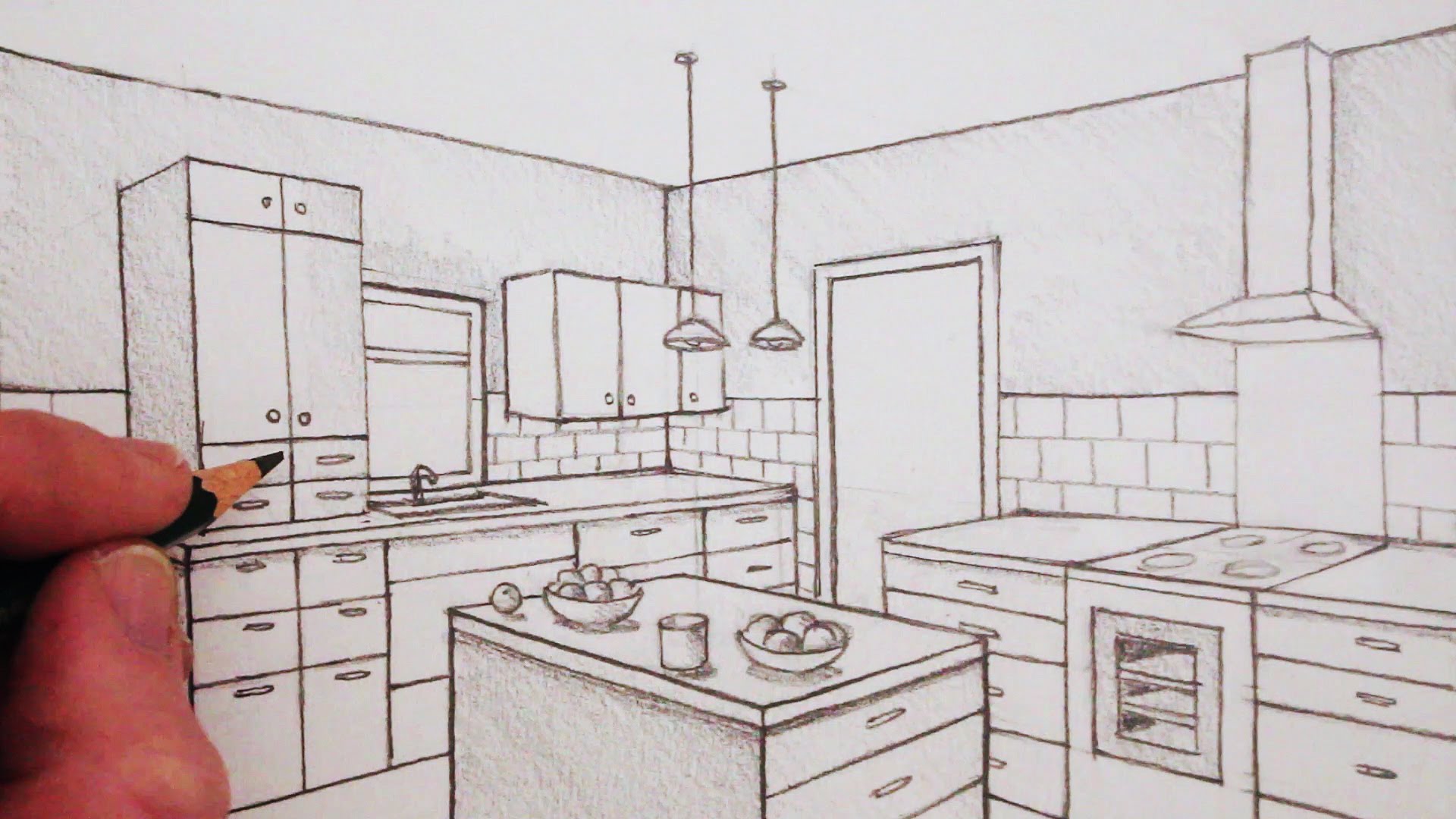 1920x1080 How To Draw A Room In Two Point Perspective Time Lapse - 2 Point Perspective Drawing