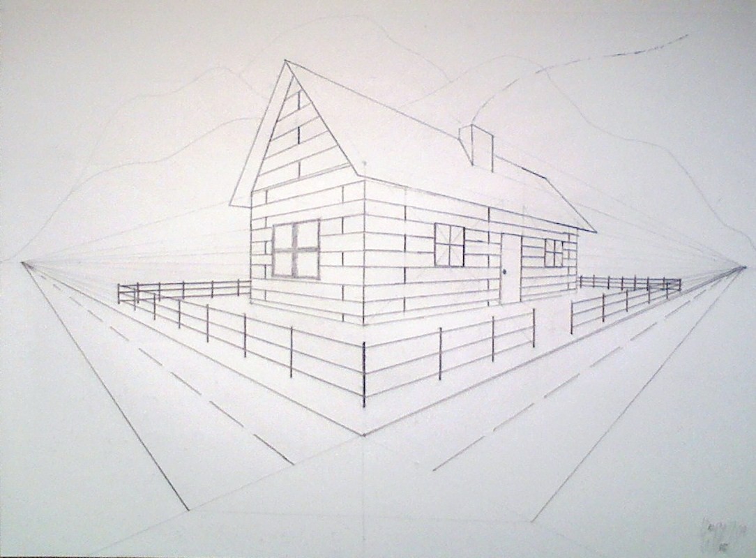 1084x800 Two Point Perspective Drawing - 2 Point Perspective Drawing