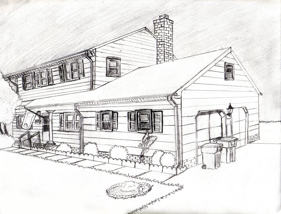 900x687 Click Here To View The Powerpoint Presentation On Two Point - 2 Point Perspective Drawing House