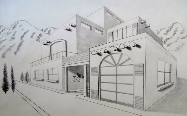 2 Point Perspective Drawing House 16 