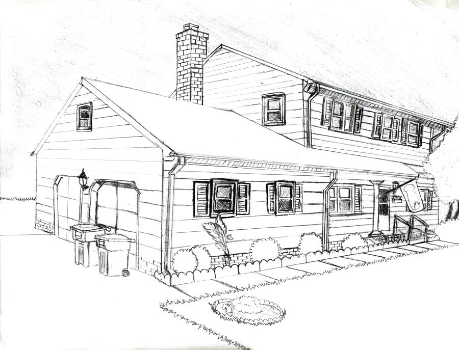 900x687 Point Perspective House House Point Perspective - 2 Point Perspective Drawing House