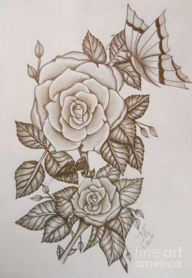 622x900 Roses With Spider And Drawing - 2 Roses Drawing