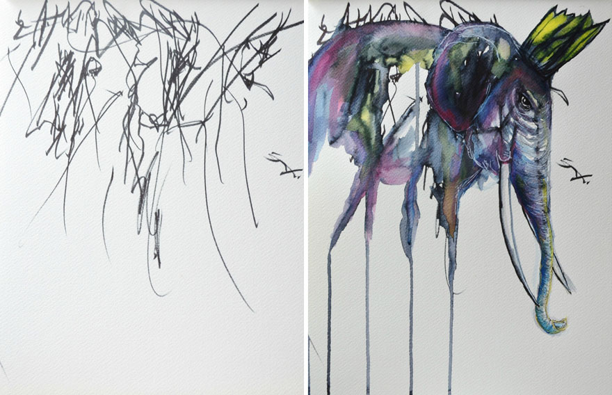 880x568 Artist Turns Her Year Old's Sketches Into Paintings Bored Panda - 2 Year Old Drawing