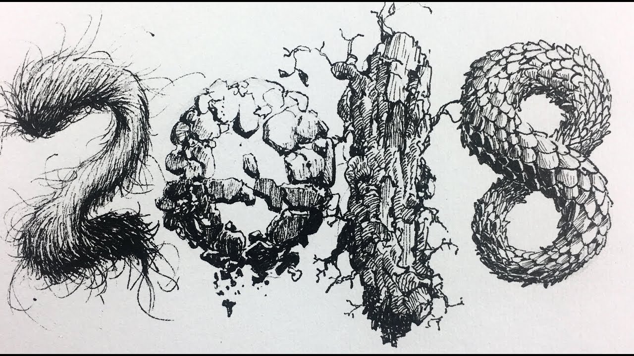 1280x720 Happy New Year! Texture Drawing - 2018 Drawing
