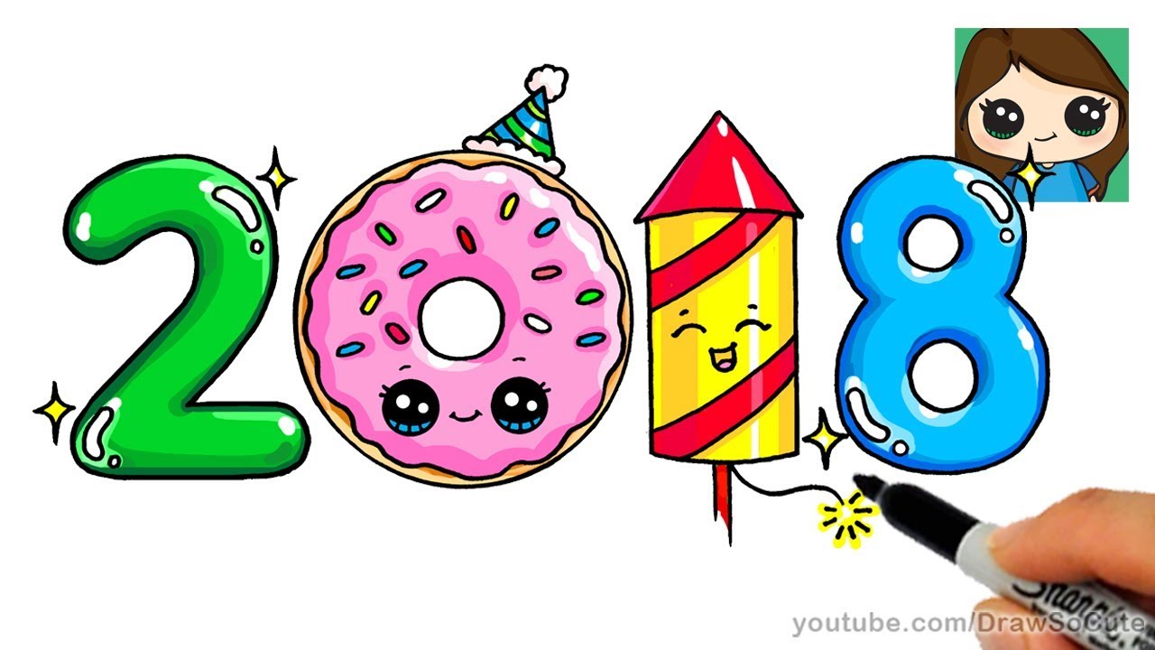 1280x720 How To Draw Happy New Year - 2018 Drawing