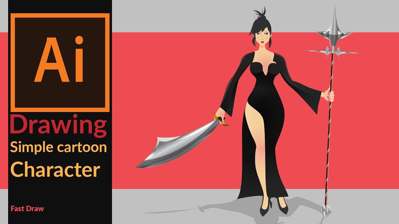 1280x720 drawing a simple cartoon game character in adobe illustrator - 2d Character Drawing