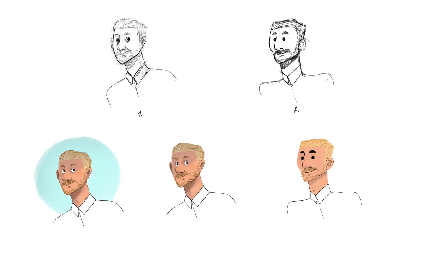 1500x948 cartoon style character drawings - 2d Character Drawing