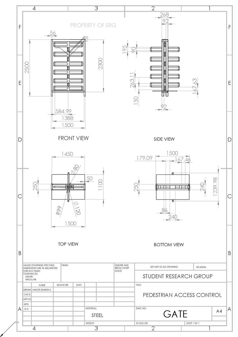 780x1103 drawing with dimensions pedestrian access control freelancer - 2d Dimensional Drawing