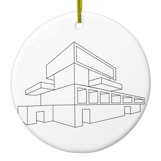 540x540 perspective drawing of a house ceramic ornament - 2d Perspective Drawing