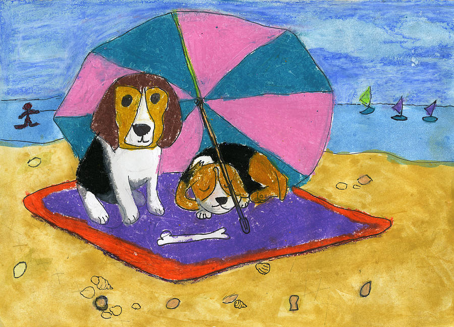 900x648 Doggy At The Beach - 2nd Grade Drawing