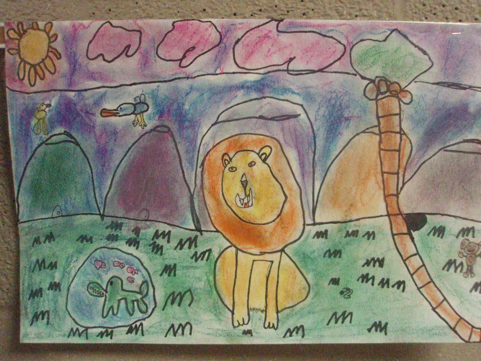 1600x1200 ms matsuoka's art room grade chalk pastel lion drawings - 2nd Grade Drawing