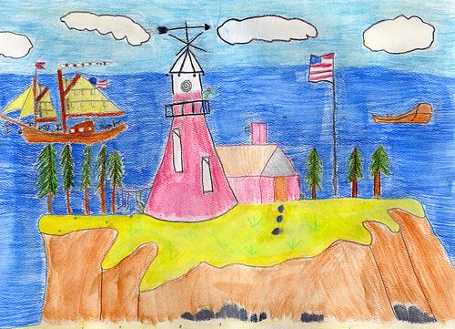 500x361 The Lighthouse Color Maryland Green Drawings, Painting, Poetry - 2nd Grade Drawing