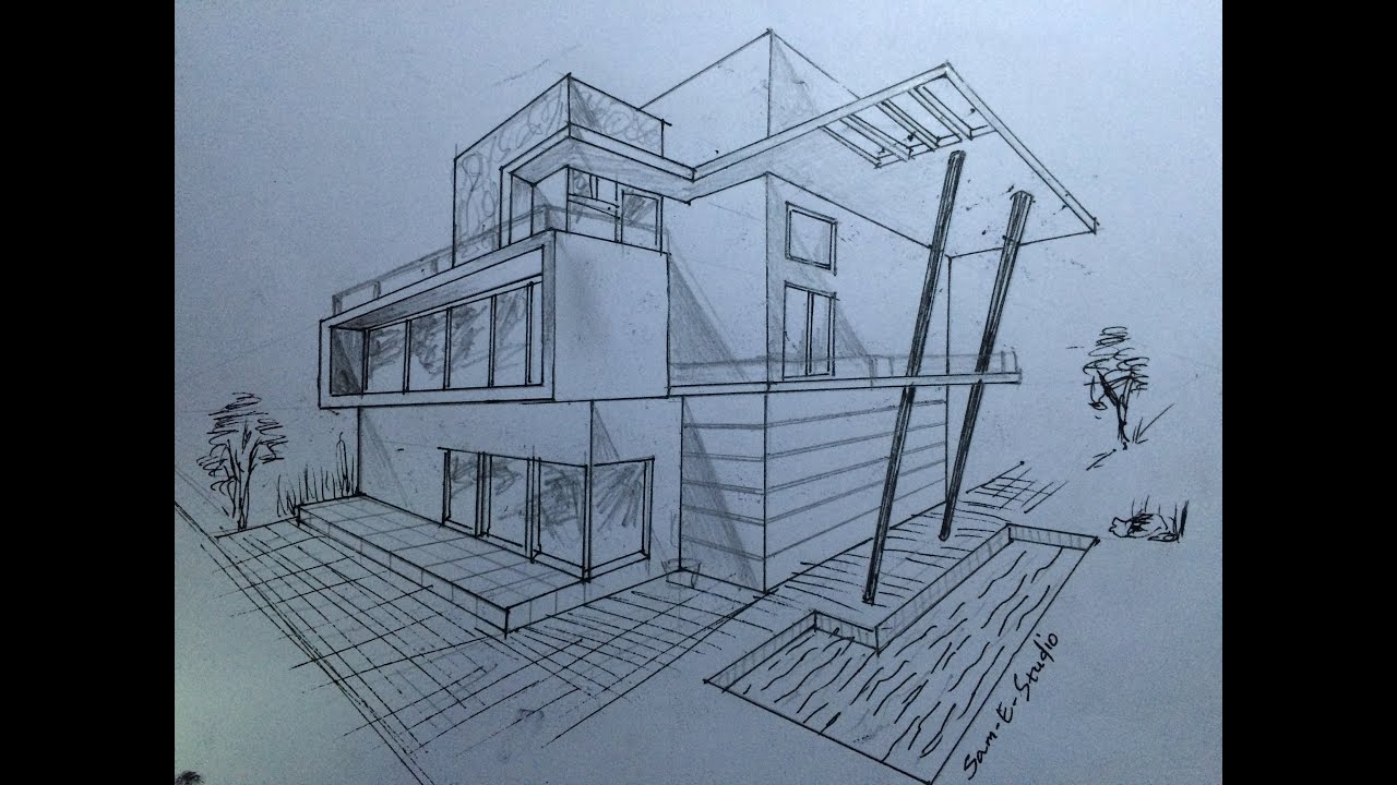 1280x720 Architecture Modern House Design - 2nd Perspective Drawing