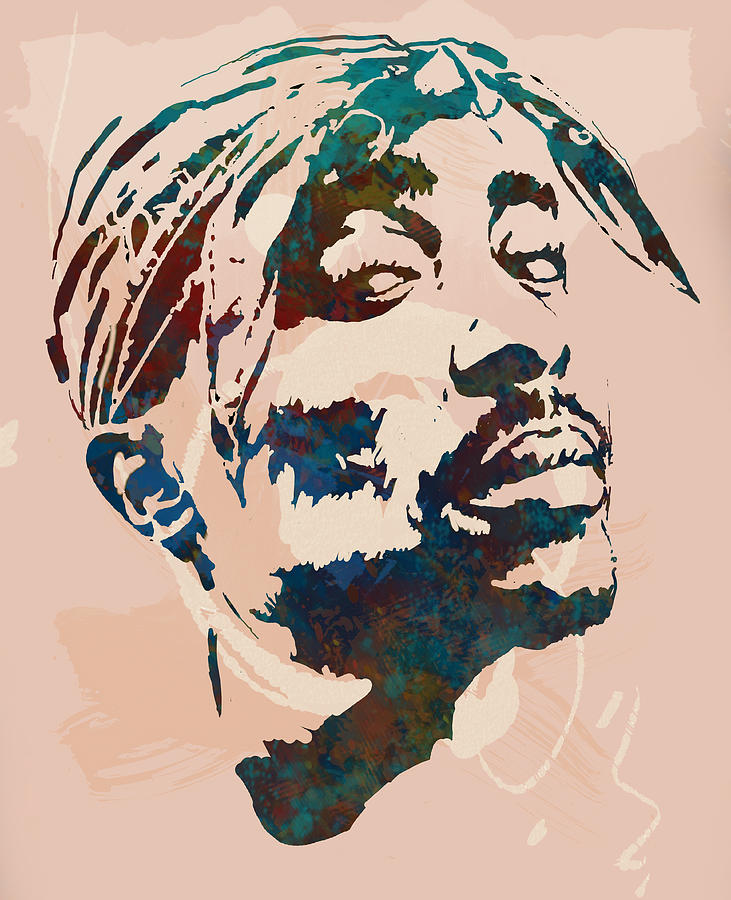 731x900 tupac shakur stylised pop art poster drawing - 2pac Drawing