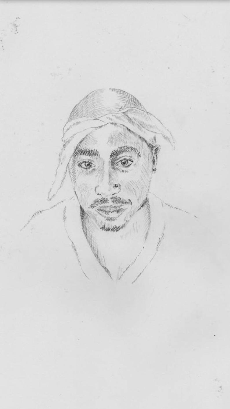 794x1412 Original Pencil Drawing Etsy - 2pac Drawing