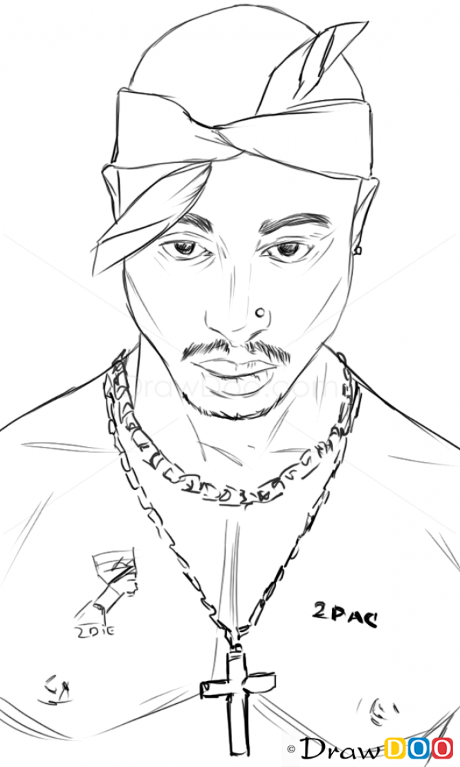 665x1107 how to draw tupac shakur, famous singers art and music tupac - 2pac Drawing